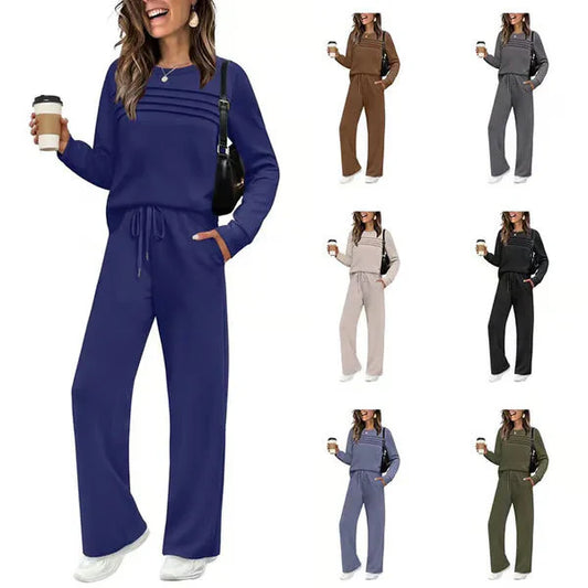 🔥LAST DAY SALE 60% OFF✨Women's Crew Neck Top & Drawstring Pants Set