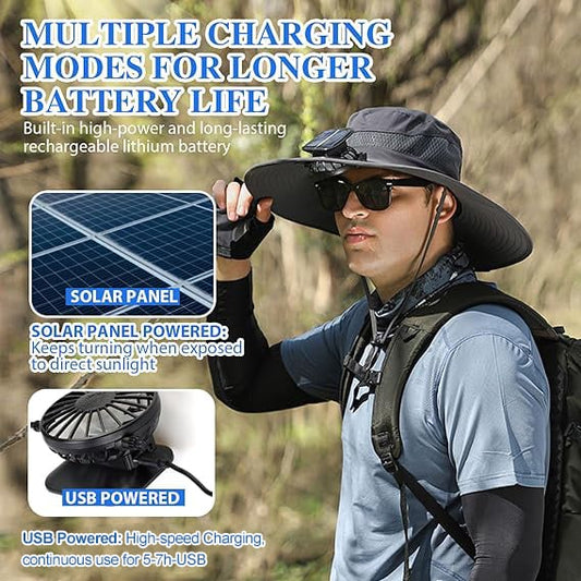 🎁LIMITED SPECIAL PRICE: £13.99!!☀2025 New Ultralight Solar Fan Sun Hat – Lighter Than a Baseball!⚾(Only 11oz)
