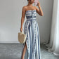 👗 LAST DAY SALE 70% OFF💕💥 Geometric Jumpsuit with Halter Neckline & Side Slit – Unique print & elastic back – Versatile, perfect for summer parties or resort wear ✨
