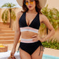🔥Last Day Special Price £12.99!!💥-👙High Waisted Tummy Control Color Block Bikini Sets