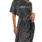 💃LAST DAY SALE 50% OFF!!✨Sparkly One-Shoulder Ruched Dress