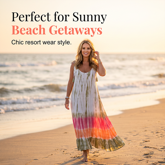 🔥Summer Hot Sale - ONLY ￡15.99!!💝Women Summer Tie Dye Maxi Dress Sleeveless Beach Sundress