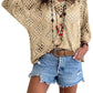 🥰🥰Summer Sale-50% OFF💛Womens Bohemian-Inspired Beige Crochet Top With V-Neck