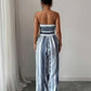 👗 LAST DAY SALE 70% OFF💕💥 Geometric Jumpsuit with Halter Neckline & Side Slit – Unique print & elastic back – Versatile, perfect for summer parties or resort wear ✨