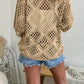 🥰🥰Summer Sale-50% OFF💛Womens Bohemian-Inspired Beige Crochet Top With V-Neck