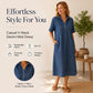 👗 60% OFF NOW! 👖 Casual Pocket Denim Midi Shirt Dress – Soft denim & relaxed fit – Functional pockets, perfect for everyday casual – comfortable and versatile ✨🌸