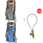 💗👗LAST DAY SALE 60% OFF⚡Women's Faux Two-Piece Denim Print Dress - Throw It On And Look Instantly Put Together✨