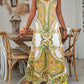 ⏳LAST DAY SALE: ONLY ￡13.99!!🎁Women’s Retro Print V-Neck Sleeveless Maxi Dress