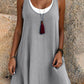 👗Last Day Sale 50% Off💃Women's Casual Loose Sleeveless Fake Two Piece Tank Dress