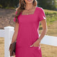 💃Last Day Special Price ￡11.99!!💐 💕Women's Casual Square Neck Pocket Short Sleeve Dress with Pockets