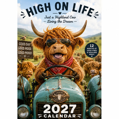 🐮Limited Time Special Price ￡6.99!!✨2027 Funny Highland Cow Wall Calendar | A4 Hanging Calendar | Designed by Isabel Kline