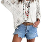 🥰🥰Summer Sale-50% OFF💛Womens Bohemian-Inspired Beige Crochet Top With V-Neck