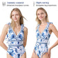 💃Last Day Special Sale 49% OFF🩱 V Neck Lace Up Printed One Piece Swimsuit and Skirt