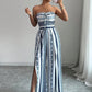 👗 LAST DAY SALE 70% OFF💕💥 Geometric Jumpsuit with Halter Neckline & Side Slit – Unique print & elastic back – Versatile, perfect for summer parties or resort wear ✨
