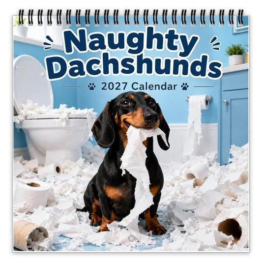 🐶LAST DAY SALE: Only £8.99🎁Naughty Dachshunds 2027 Wall Calendar – 12 Months of Mischief, Mayhem & Sausage Dog Smiles
