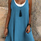 👗Last Day Sale 50% Off💃Women's Casual Loose Sleeveless Fake Two Piece Tank Dress