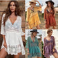 💗LAST DAY SALE 60% OFF⚡50K+ SOLD💕Boho Lace Beach Cover-Up Dress – V-Neck Sheer Swim Cover