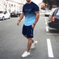 🏖️⏳SUMMER SALE: ONLY ￡15.99!!😎Men's Gradient Color T-Shirt & Shorts Set