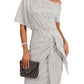 💃LAST DAY SALE 50% OFF!!✨Sparkly One-Shoulder Ruched Dress