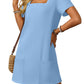 💃Last Day Special Price ￡11.99!!💐 💕Women's Casual Square Neck Pocket Short Sleeve Dress with Pockets