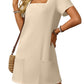 💃Last Day Special Price ￡11.99!!💐 💕Women's Casual Square Neck Pocket Short Sleeve Dress with Pockets