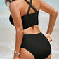🌊Summer Cool Deal: £11.99!!🌊-👙Textured Knot-Front High-Waisted Bikini Set