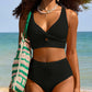 🌊Summer Cool Deal: £11.99!!🌊-👙Textured Knot-Front High-Waisted Bikini Set