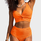 🌊Summer Cool Deal: £11.99!!🌊-👙Textured Knot-Front High-Waisted Bikini Set