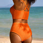 🌊Summer Cool Deal: £11.99!!🌊-👙Textured Knot-Front High-Waisted Bikini Set
