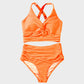 🌊Summer Cool Deal: £11.99!!🌊-👙Textured Knot-Front High-Waisted Bikini Set