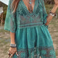 💗LAST DAY SALE 60% OFF⚡50K+ SOLD💕Boho Lace Beach Cover-Up Dress – V-Neck Sheer Swim Cover