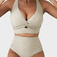 🌊Summer Cool Deal: £11.99!!🌊-👙Textured Knot-Front High-Waisted Bikini Set