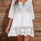 💗LAST DAY SALE 60% OFF⚡50K+ SOLD💕Boho Lace Beach Cover-Up Dress – V-Neck Sheer Swim Cover