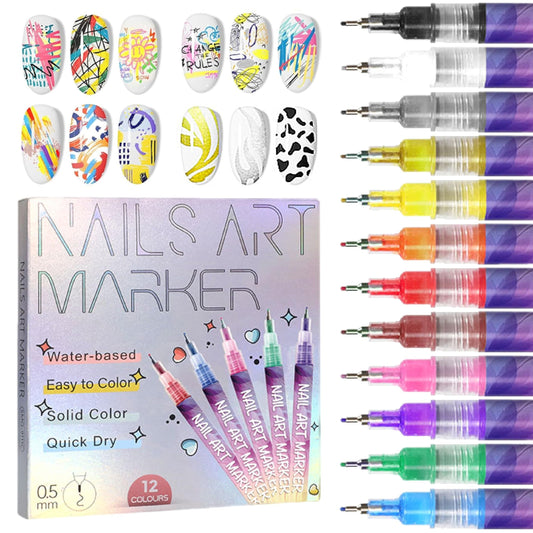 🔥✨Last Day Special Price £9.99!!🎨12 Colours Nail Art Pens Set
