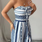👗 LAST DAY SALE 70% OFF💕💥 Geometric Jumpsuit with Halter Neckline & Side Slit – Unique print & elastic back – Versatile, perfect for summer parties or resort wear ✨
