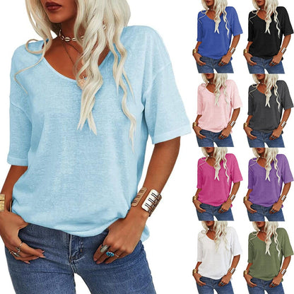 🔥 2026 Best Seller | Classic Solid V-Neck Tee | Effortless Style 👗 【-50%】