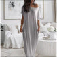 🔥Last Day Special Price £15.99!!💃Women's Summer Casual Loose Solid Color Short-Sleeve Long Dress