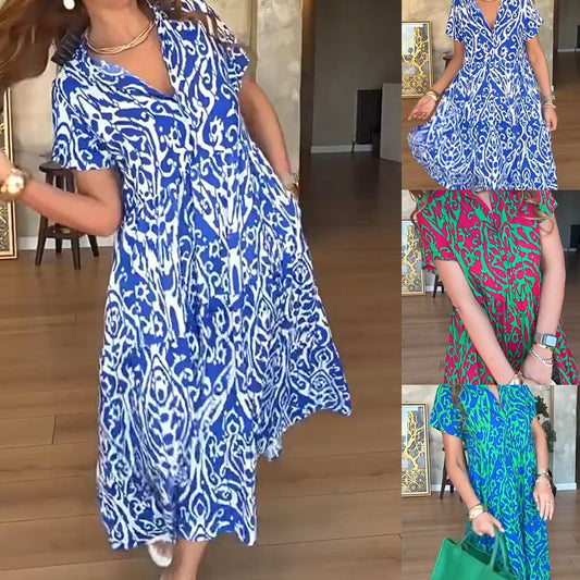 🔥Last Day Promotion 50% OFF💃Women's Casual Print A-Line Long Dress