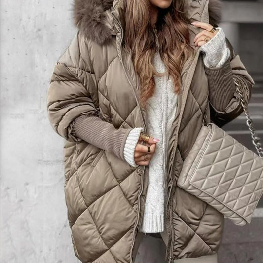 🎄Christmas Sale-Up to 50% OFF ❄️Women’s Winter Fashionable Mid-length Parka Coat with Knit Sleeves Patchwork