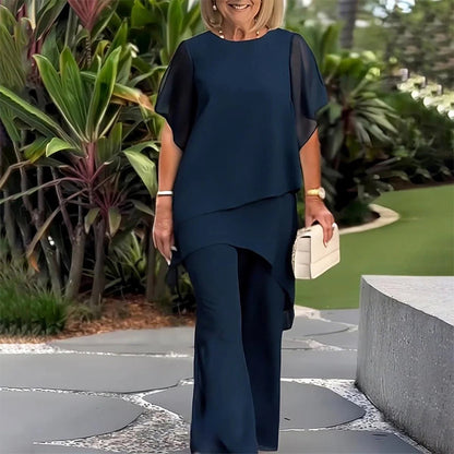 💗LAST DAY SALE 60% OFF⚡50K+ SOLD💕Charming Irregular Top & Wide Leg Pants Set