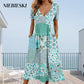 🌊SUMMER HOT SALE £15.99!!👙Women's V-neck dresses with short sleeves in patterned designs