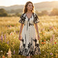 👗 50% OFF NOW! 🌿 Soft Botanical Print V-Neck Midi Dress – Elegant, Lightweight & Versatile for Any Occasion 🌸