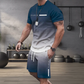 🏖️⏳SUMMER SALE: ONLY ￡15.99!!😎Men's Gradient Color T-Shirt & Shorts Set