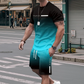 🏖️⏳SUMMER SALE: ONLY ￡15.99!!😎Men's Gradient Color T-Shirt & Shorts Set