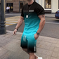 🏖️⏳SUMMER SALE: ONLY ￡15.99!!😎Men's Gradient Color T-Shirt & Shorts Set