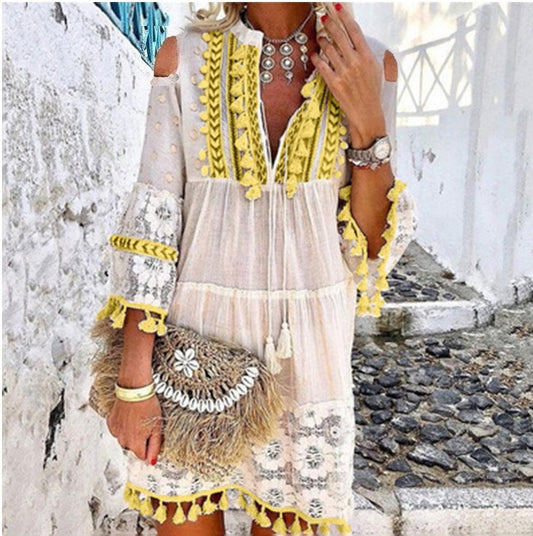 💗LAST DAY SALE 60% OFF⚡50K+ SOLD💕👗Women's Loose Cotton Linen Embroidered Dress🌸