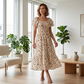 🌈2026 Summer Hot Sale 50% OFF!✨Square Neck Floral Midi Dress – Smocked Bodice, Flowy Tiered Skirt, Romantic🌸