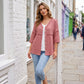 🏆Limited Time Special Price ￡13.99!!✨👚Women's V-Neck Lace Trim Button-Down Blouse– Elegant Everyday Top✨