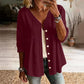 🏆Limited Time Special Price ￡13.99!!✨👚Women's V-Neck Lace Trim Button-Down Blouse– Elegant Everyday Top✨