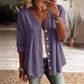 🏆Limited Time Special Price ￡13.99!!✨👚Women's V-Neck Lace Trim Button-Down Blouse– Elegant Everyday Top✨